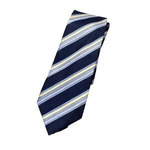 Blue and Yellow Striped Silk Tie